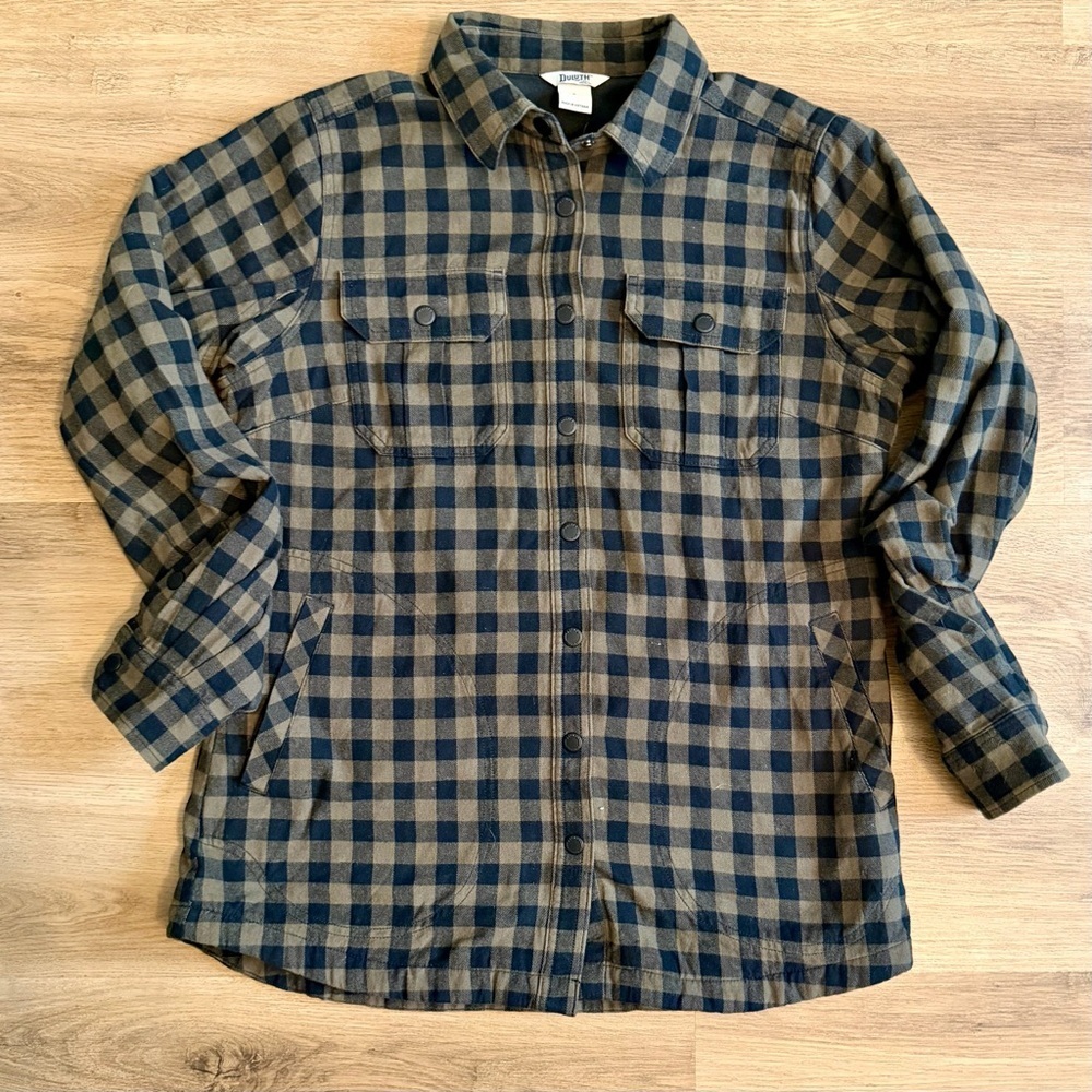 Duluth Trading Co Fleece-Lined Flannel Shirt Jacket – Women’s Small